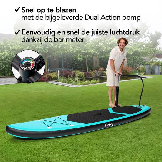 Brixy SUP Board - Aufblasbares Paddle Board - Komplettset - 285 cm - Max. 150 kg - Mintgrün