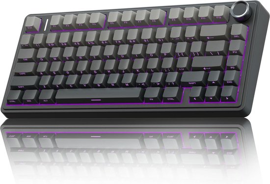 AULA F75 Pro – Kabellose Gaming-Tastatur – Mechanisch – Seitlich bedruckte Tasten – Gasket-Schalter – Hot-Swap – Tri-Mode – QWERTY-Tastatur – 80 Tasten – Schwarz-Grau