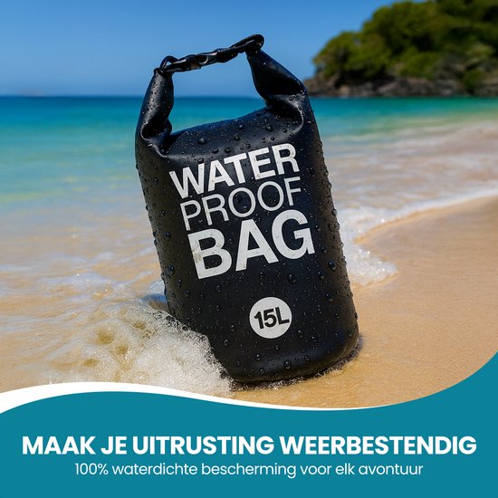 TTD® Waterproof Bag - Wasserdichter Drybag - Aufbewahrungsbeutel - 15 L - Outdoor Bag - Schwarz