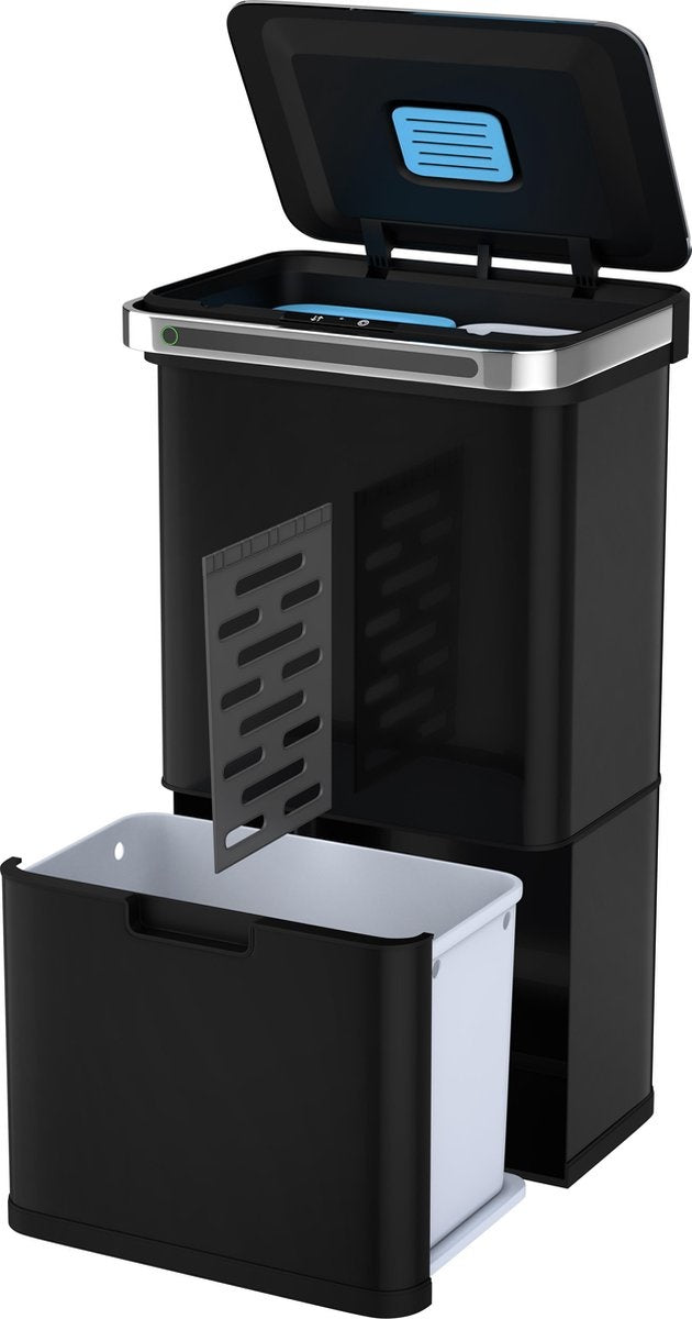 StangVollby Halden Abfalleimer mit Sensor - 60 L (2Ã—18L + 2Ã—12L) - Schwarz - 4 Fächer - Automatischer Luftfilter