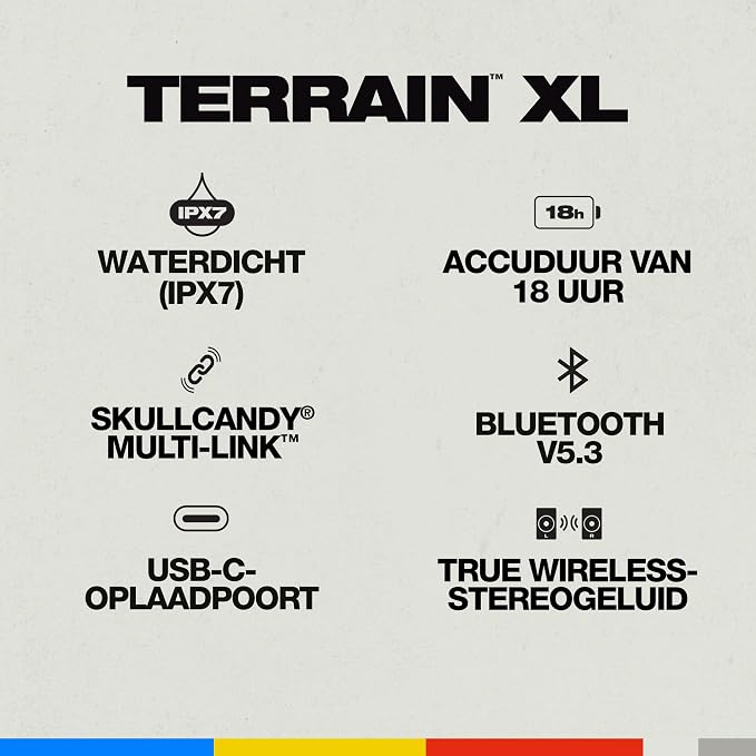 Skullcandy Terrain XL Bluetooth-Lautsprecher – Schwarz – IPX7 – 8,89 × 8,89 × 19,05 cm