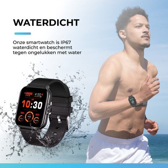 AyeWay Smartwatch - Wasserdicht & Touchscreen - 70 Sportmodi - Mit App - Smartwatch Männer & Frauen - Schwarz