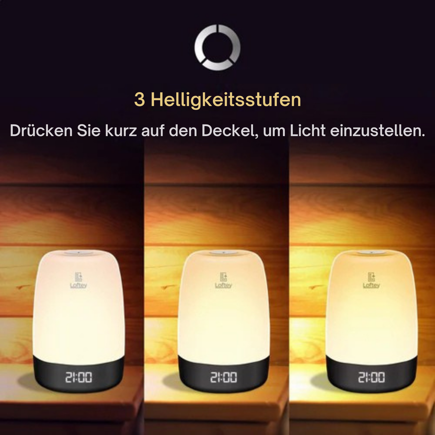 Loftey - Lichtwecker - 5 Naturgeräusche - Snooze-Funktion - Weiß