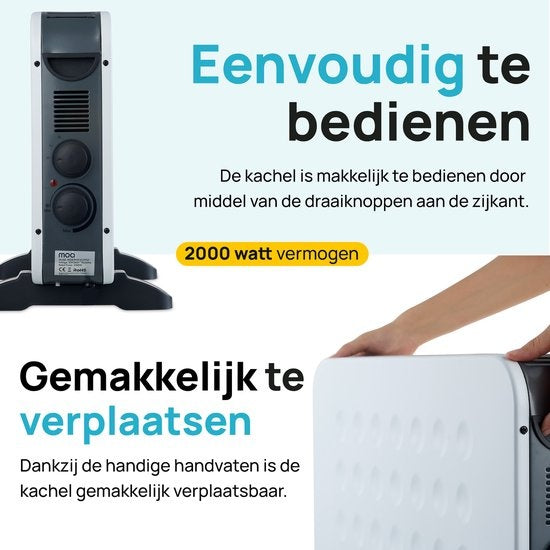 MOA Elektroherd - Konvektionsherd - Elektrische Heizung - Einstellbarer Thermostat - 2000 Watt - Weiß - PH01W
