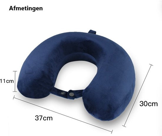 EverNeeds - Nackenkissen - Reisekissen für Flugzeug und Auto - U-Form - Memory Schaum - Blau