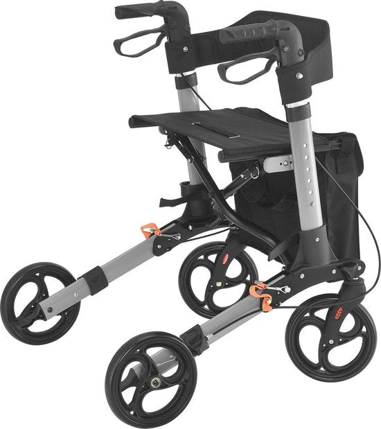 Faltbarer Rollator - Inkl. Sitz & Einkaufstasche - Schwarz