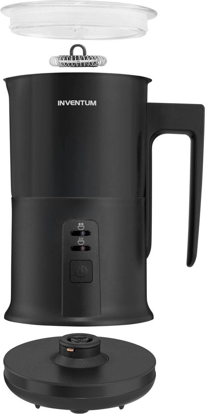 Inventum MK350B – Elektrischer Milchaufschäumer – 115/240 ml – Warm-/Kalt-Aufschäumen – Erhitzen – PFAS-frei – Antihaftbeschichtung – Schwarz