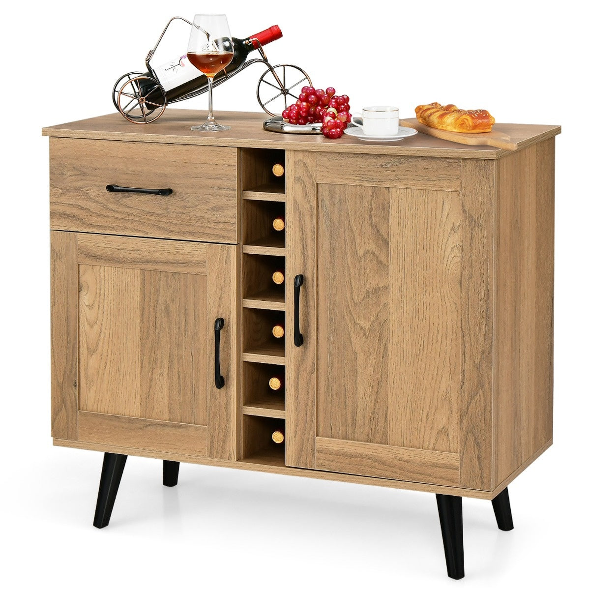 Coast Anrichte Küchenschrank mit Türen und Schubladen Landhausstil Küche Käse 90 x 40 x 79 cm natur