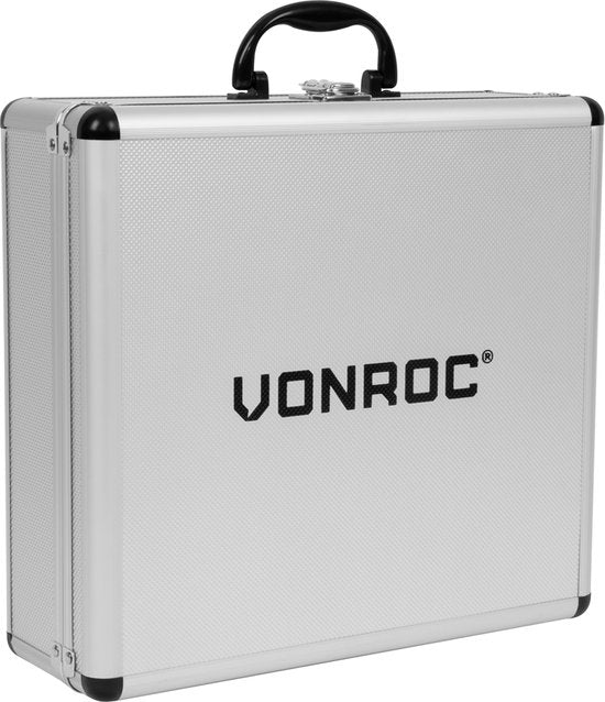 VONROC Akku-Bohrmaschine 20V - 19 Schraubpositionen + Bohrposition - Inkl. 2.0Ah Akku, Schnellladegerät und 46 Zubehörteile im Deluxe-Koffer