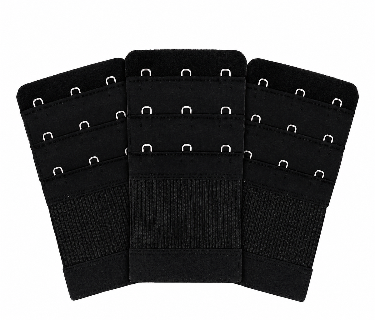 BH-Verlängerungsstück mit 3 Haken, 3er-Pack, elastisch, schwarz