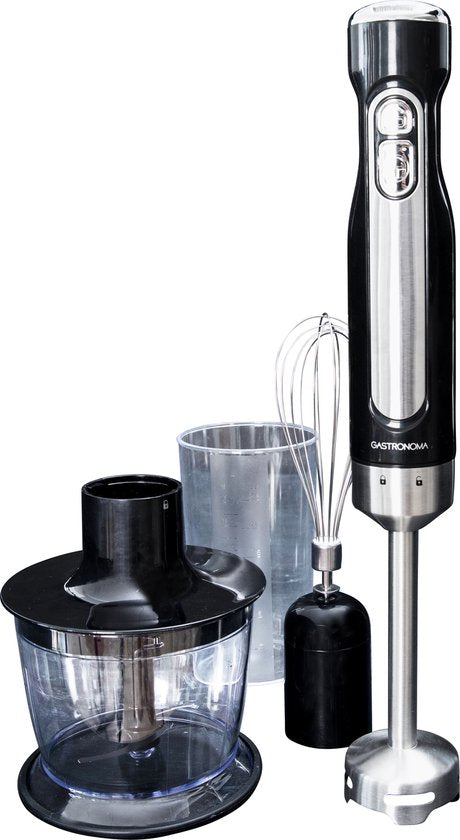 Gastronoma Stabmixer-Set – Kabellos und wiederaufladbar – 100 W – Zerkleinerer, Schneebesen und Messbecher – 18210002 – Schwarz, Edelstahl