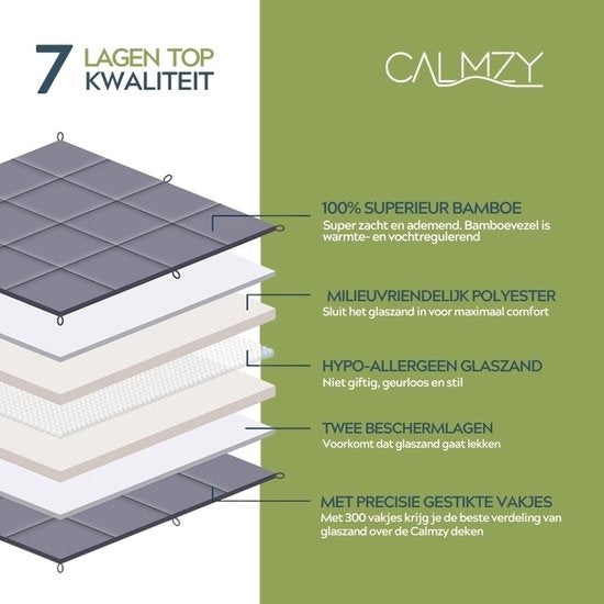Calmzy Bamboo weighted blanket 9 KG - Beschwerte Decke - 150 x 200 cm - Dunkelgrau