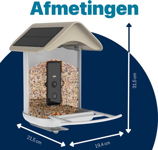 BOME Vogelhäuschen – 2K-HD-Kamera – KI-Vogelerkennung – Doppeltes Solarpanel