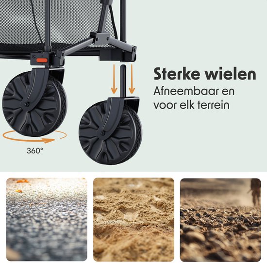 LifeGoods Double Wagon - Faltbarer Wagen - 200KG - 400L - faltbar - mit Schutzhülle - Schwarz
