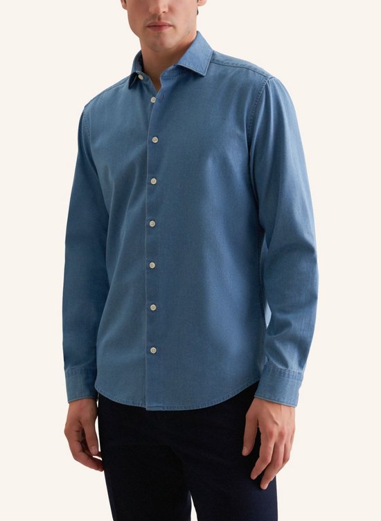 Seidensticker regular fit Hemd - Twill - blau - bügelfrei - Cord Größe: 46