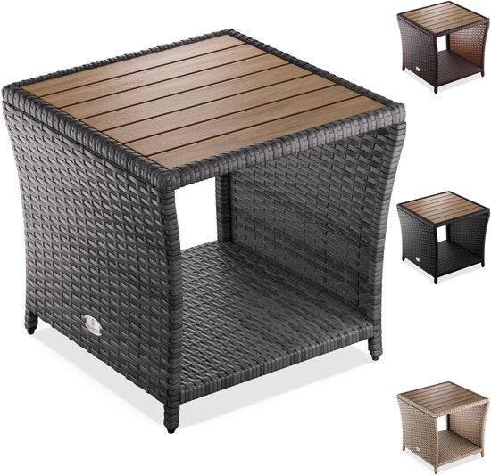 Casaria Beistelltisch - Polyrattan Quadratisch 45x45x40cm - Grau
