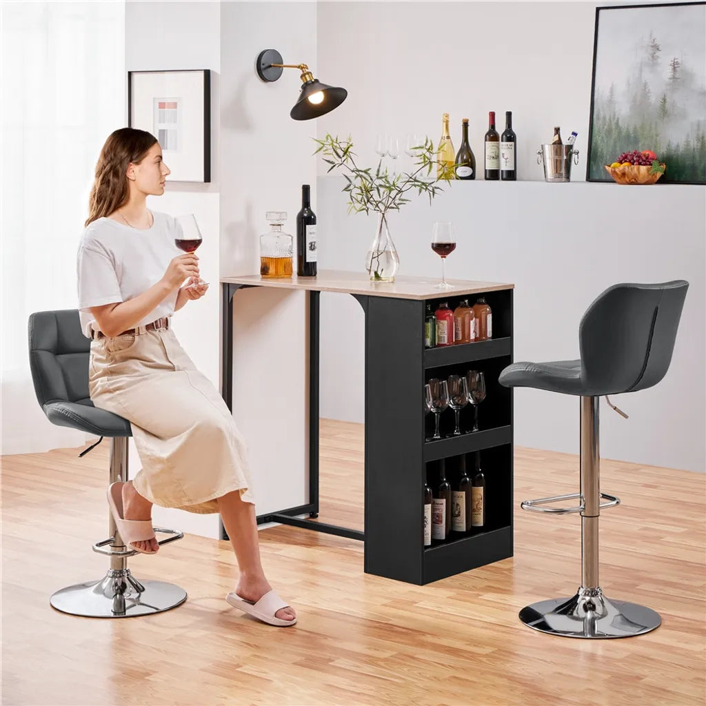 Yaheetech Barhocker – 2 Stück – Höhenverstellbar 62,5–84,5 cm – um 360° drehbar – Grau