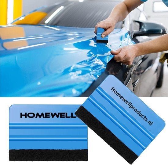 HomewellÂ¬Ã† Rakel met vilt - Rubberen Squeegee - (voor raamfolie, carwrap, plakfolie, keuken wrappen) 10x7,5cm