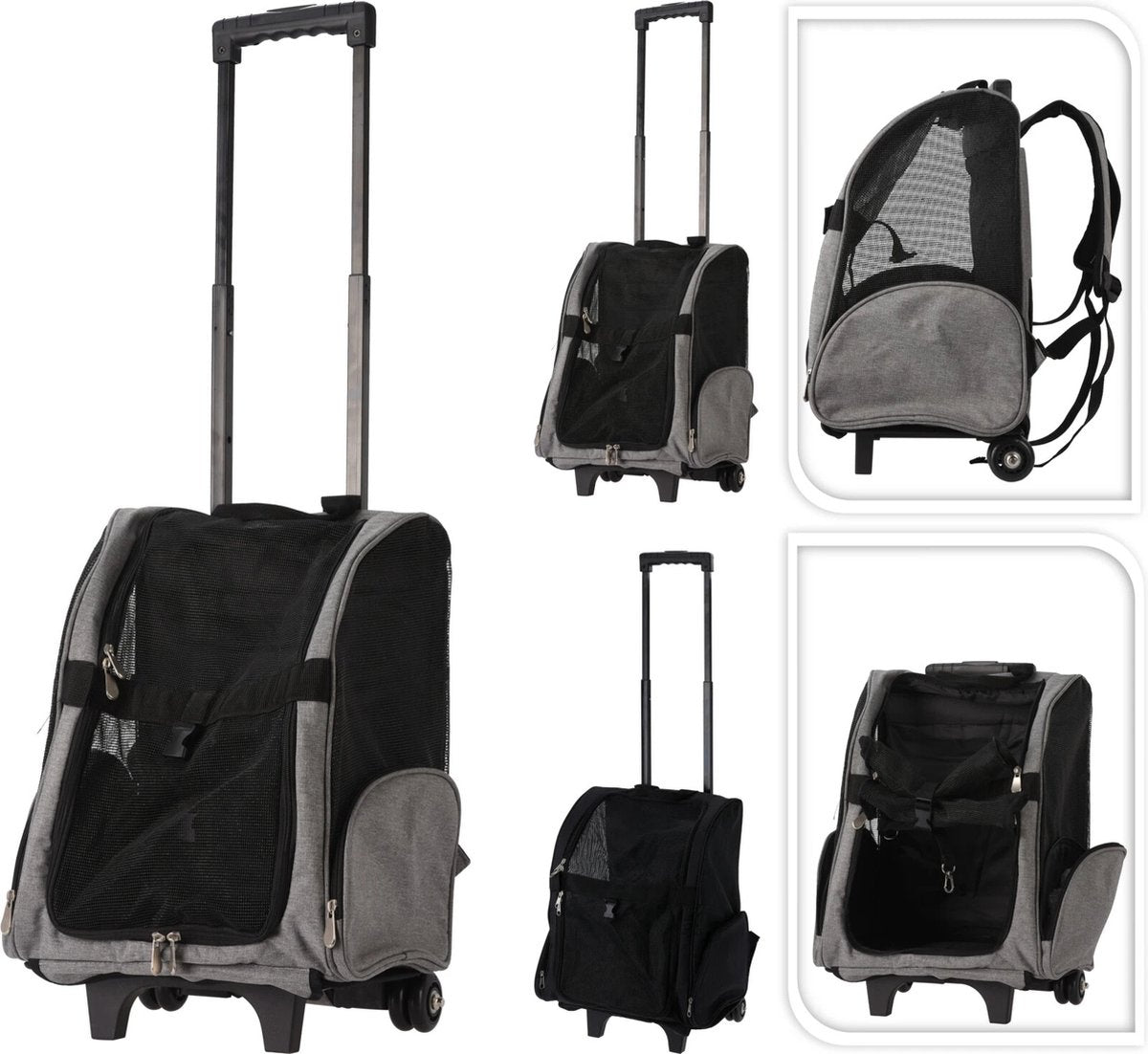 Dogs Collection - Tier-Trolley & Rucksack - 2 in 1 - Schwarz - faltbar