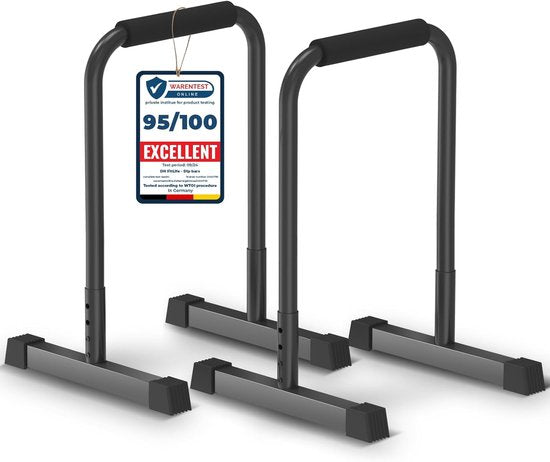 DH FitLife Dip Bars | Dip Bar & Adjustable Dip Station 80-90 cm | Parallettes für Calisthenics und Krafttraining | Stabil und sicher | Indoor und Outdoor Fitness Equipment