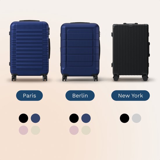 TRVLMORE Reisekoffer, mittelgroß – 65 x 44 x 25 cm – 70 l – Zahlenschloss – 4 um 360° drehbare Rollen – Dunkelblau