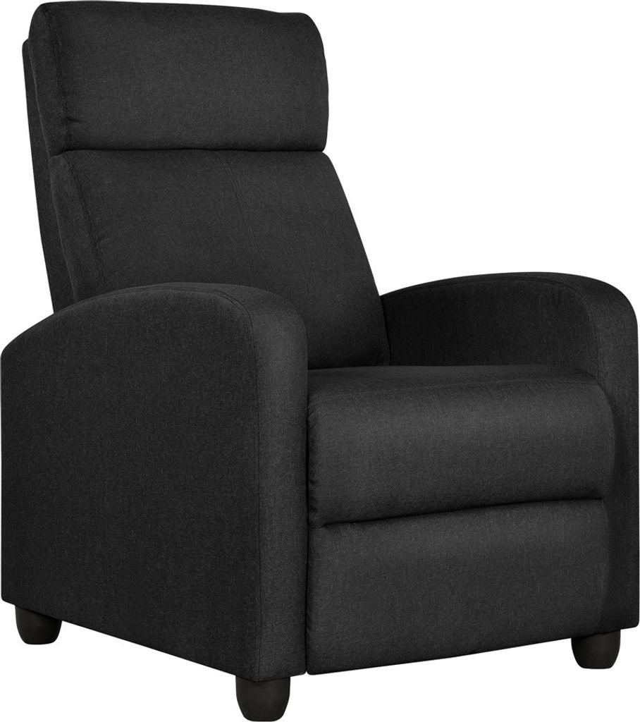 Yaheetech Relaxsessel mit Liegefunktion – TV-Sessel – Leinenoptik – Schwarz – 67 x 85 x 99,5 cm