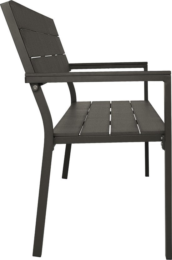 tectake - Gartenbank - 2-sitzige Bank mit Aluminiumrahmen und Hi-Impact-Latten - Geeignet für Terrasse, Park, Balkon, Gartenmöbel und Haus - Langlebig, wetterfest, einfach zu montieren - Max. 250kg - dunkelgrau
