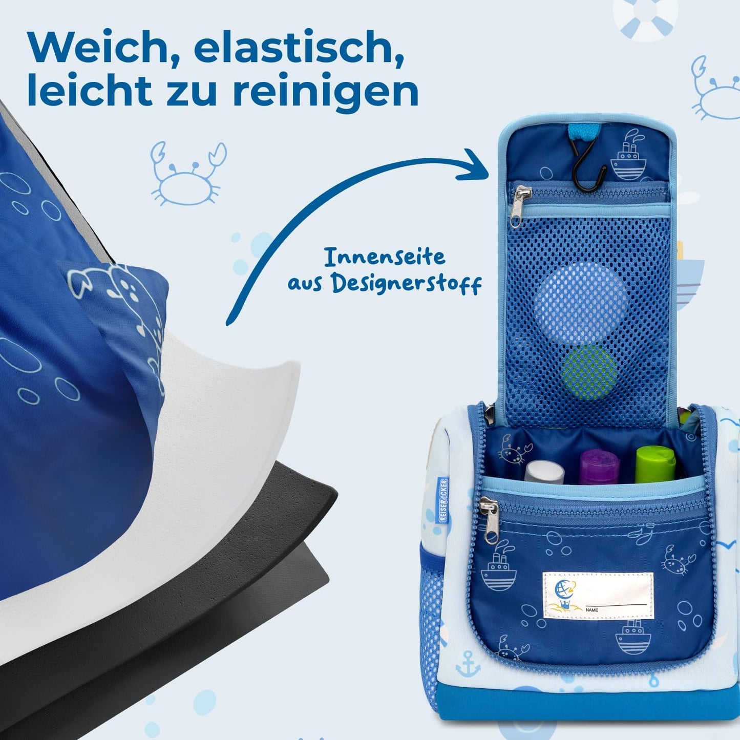 REISERACKER Kosmetiktasche für Kinder - blau