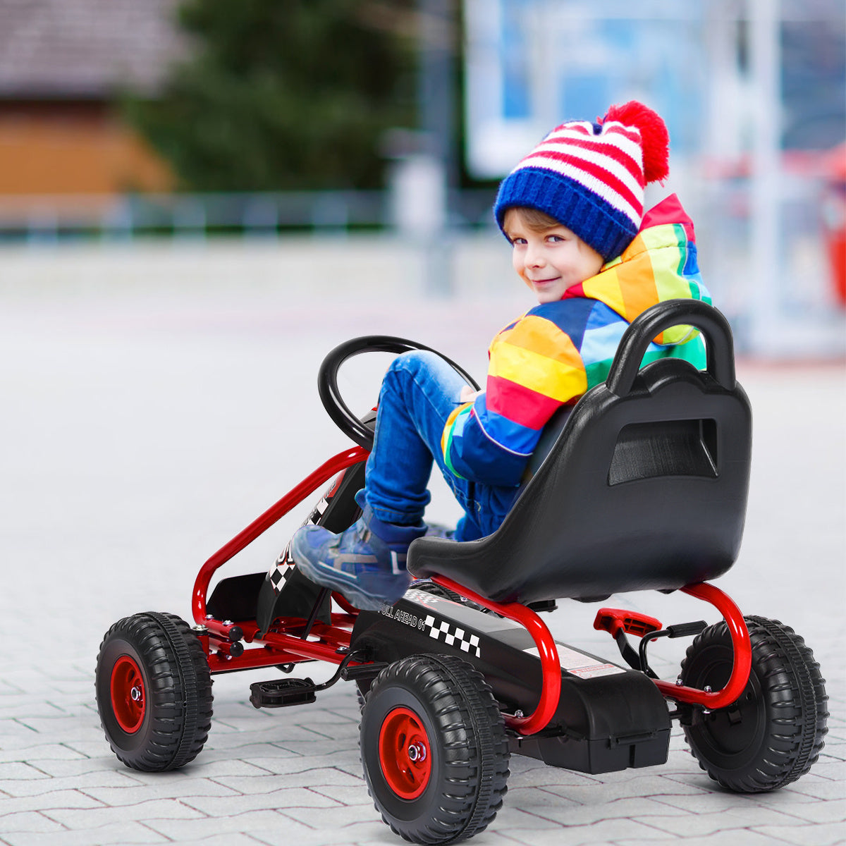 Gokart Go Cart mit Handbremse Troll-Auto 30kg Tretfahrzeug Tretfahrzeug 3-6 Jahre rot