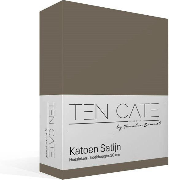 Ten Cate Spannbettlaken - Spannbettlaken 90x220 - Baumwollsatin - Spannbettlaken - Geeignet für Boxspring und Matratze - Eckhöhe 35cm - Elastisch Rund - Bügelfrei - Taupe
