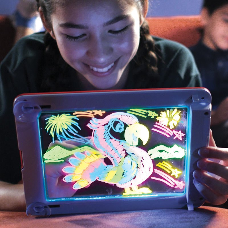 Magic Pad Maltafel – 8 Lichtmodi – inklusive 30 Vorlagen – 3 Neonstifte – Tablet-Design