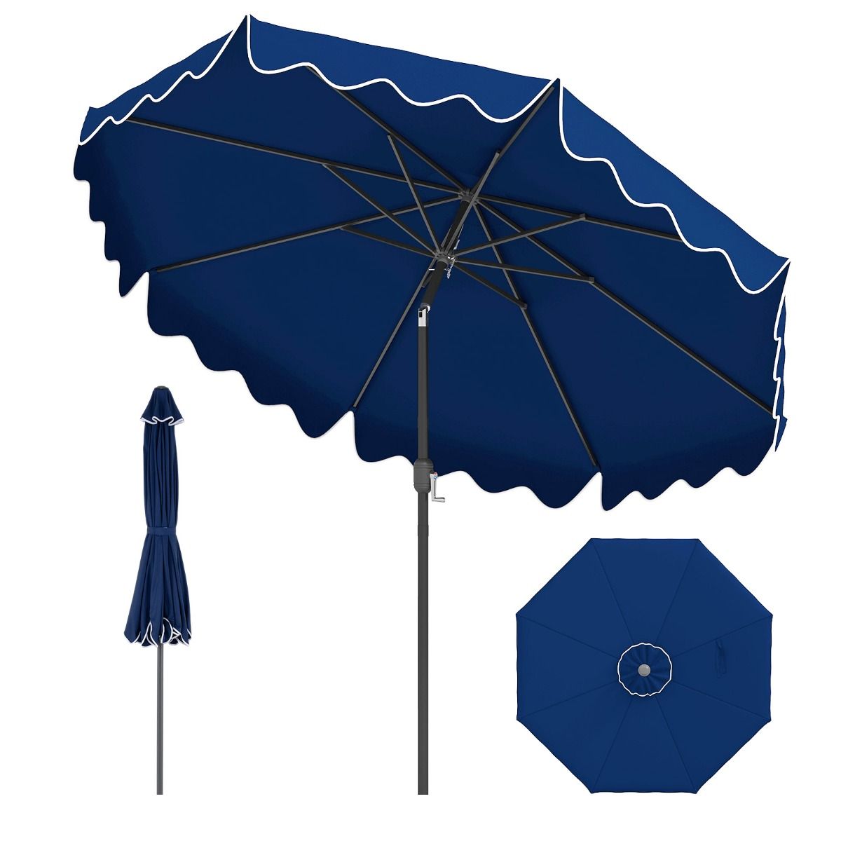 Coast Gartenschirm – mit Kurbel – um 30° neigbar – blau, 270 cm