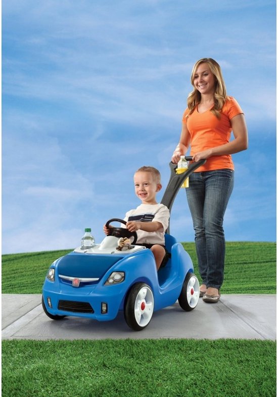 Step2 Whisper Ride Laufwagen in Blau – Schiebewagen / Laufwagen mit Schiebestange – Für Kinder ab 1,5 Jahren
