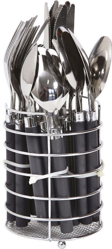 Bo-Camp - Besteckset - Im Korb - Edelstahl - 24-teilig - 6 Personen - Grau