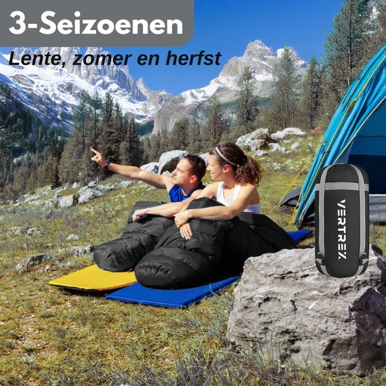 Vertrex Peak Comfort Mumienschlafsack Extra Warm - Schlafsäcke Erwachsene - Camping - Schwarz