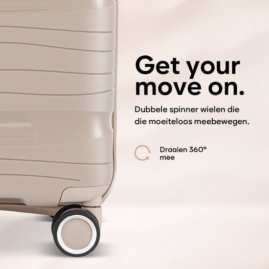SKYCASES Travel One – 24-Zoll-Reisekoffer (mittelgroß) – Zahlenschloss – 41 x 24 x 69 cm – 68 l – Leicht, wasserdicht und strapazierfähig – Beige