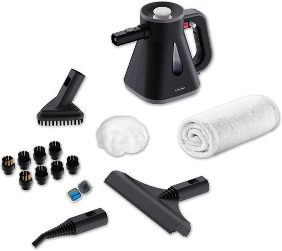 Techweise TS Compact Handdampfreiniger - 15 Zubehörteile - 1200W 2.6 Bar- Nass & Trocken Funktion - Handdampfreiniger
