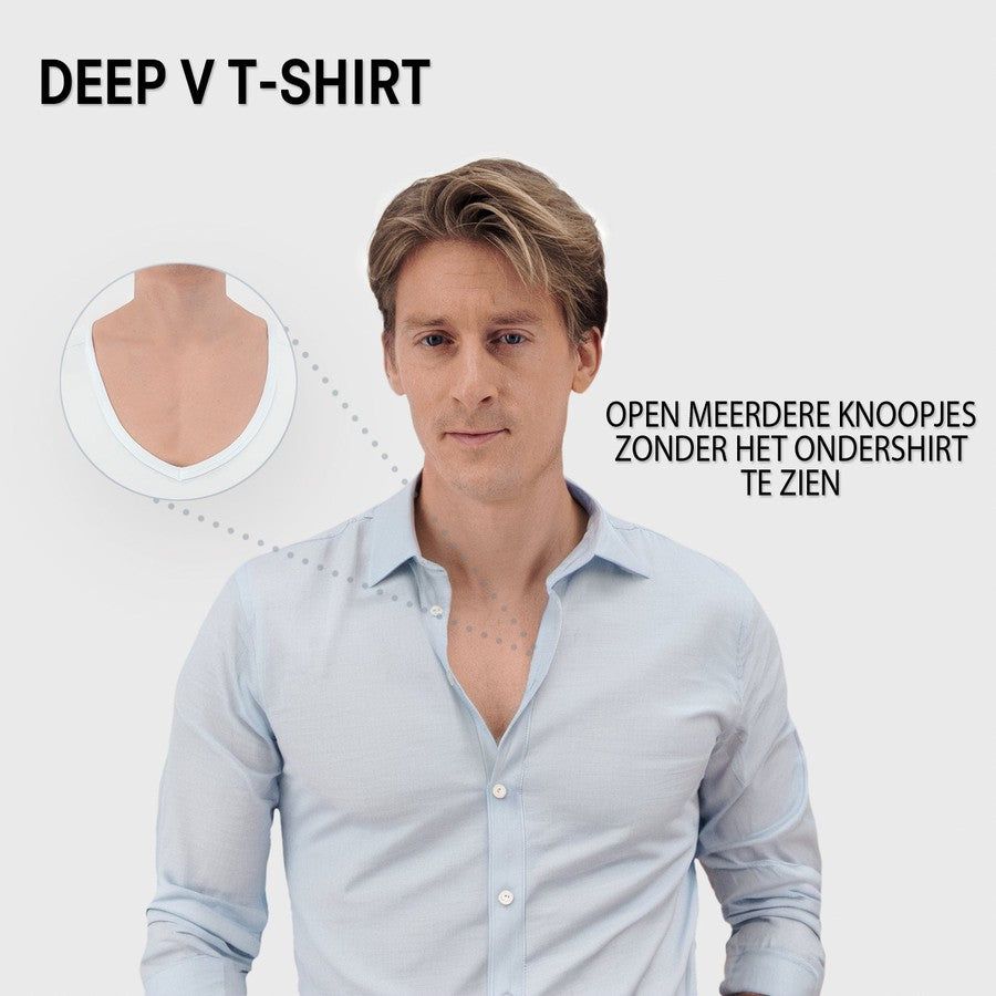 Fibershirts Anti-Schweiß-Shirt mit tiefem V-Ausschnitt – Weiß – M – Herren