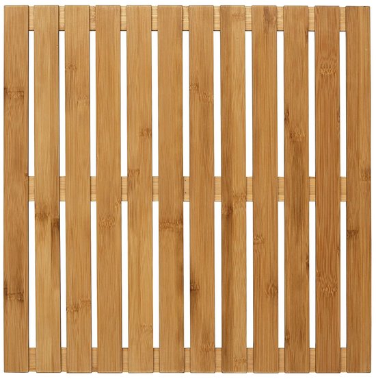 WENKO Duschmatte 50 x 50 cm Bambus – FSC-zertifiziertes Holz – Badematte für drinnen und draußen – Duschmatte