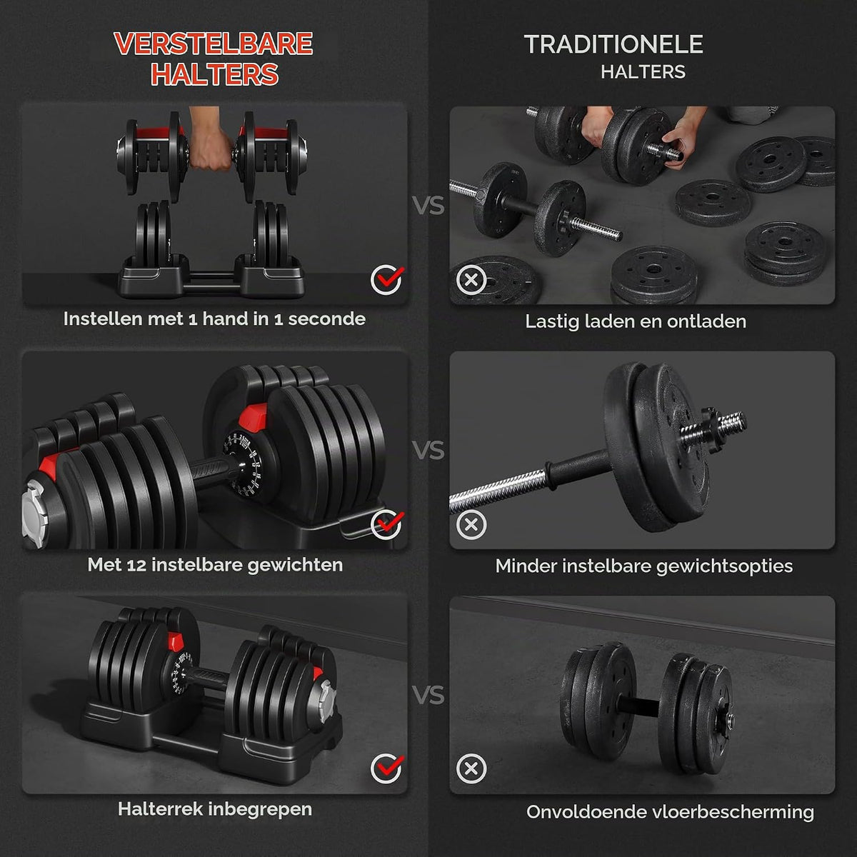 Yaheetech 2-in-1 verstellbares Hantelset 2–40 kg – Kurzhantel und Langhantel – Schwarz