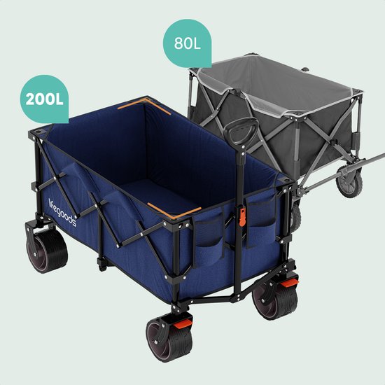 LifeGoods Bollerwagen - XL - Faltbar - 200L - 100KG Tragkraft - Blau