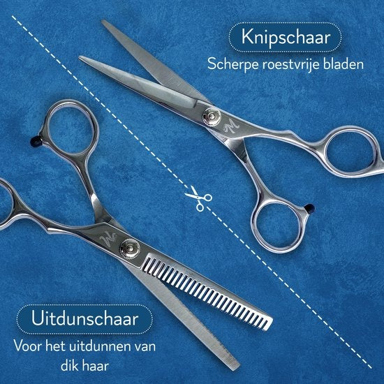 Komplettes Friseurset - 10-teilig - Friseurschere rechtshändig - Ausdünnungsschere Friseur - Haarschere - Coupe Schere - Haarscheren Set