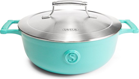 Saveur Selects Voyage Kasserolle - Ø 25 cm - Gusseisen - PFAS-frei - Für Induktion, Gas, Elektro, Keramik - Saveur Blau