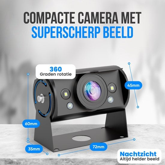Strex - Rückfahrkamera-Set - 2 Kameras - HD 1080P - 7" Bildschirm - 18LED Nachtsicht 15m - IP69 Wasserdicht - Schwarz