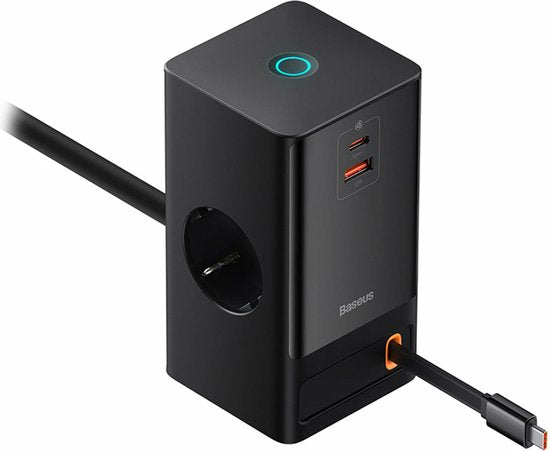 Baseus GaN 65-W-Schnellladestation mit AC/USB-C/USB-A, schwarz