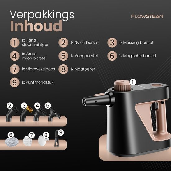 FLOWSTEAM® 7-in-1 Handdampfreiniger - Dampfreiniger - Teppichreiniger - Fleckenreiniger - Handdampfer - 110° Dampf