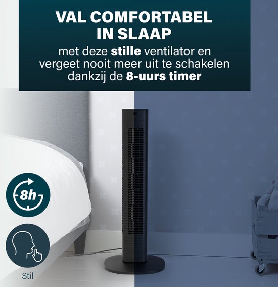 Intelligenter Turmventilator 80 cm – App & Fernbedienung – Timer-Funktion – Energiesparend – Princess 358230 – Schwarz
