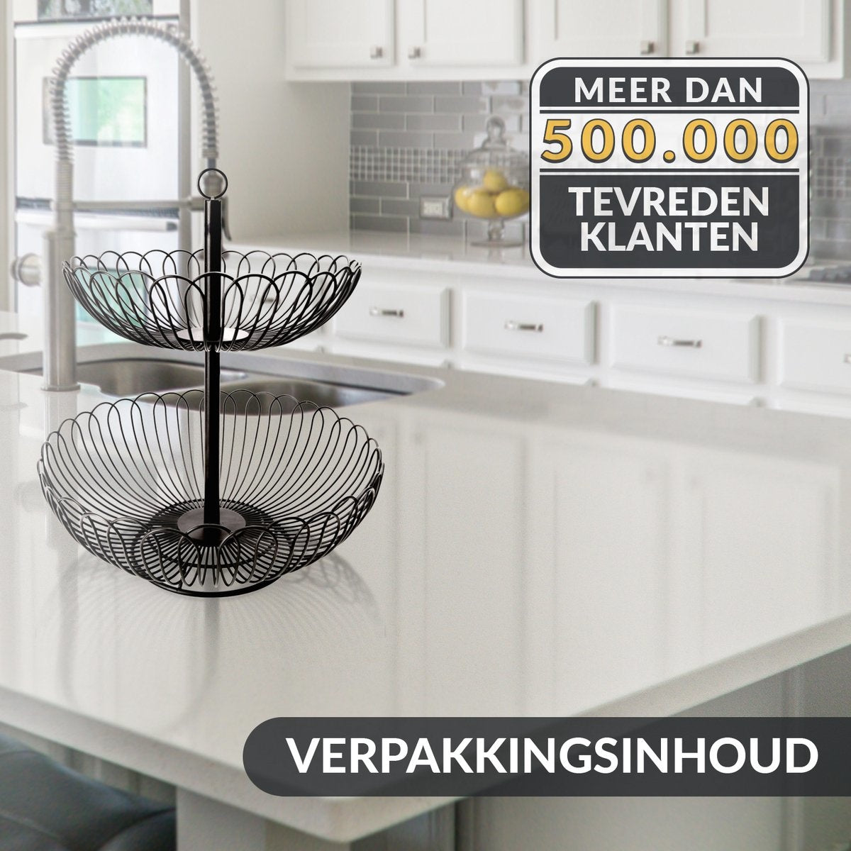 Chefarone Obst Etagere - Obstkorb - Obstschale - Aufbewahrung - 2 Lagen - Metall - Schwarz