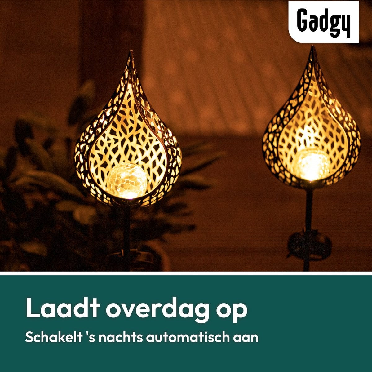 Gadgy Solar Drip mit Erdspieß - Solar Gartenleuchten - 2er Set - 90 cm hoch - Kupferfarbenes Metall - Solar Gartenleuchten - Led Außenbeleuchtung mit Sensor - Gartenfackel - Gartenpfahl