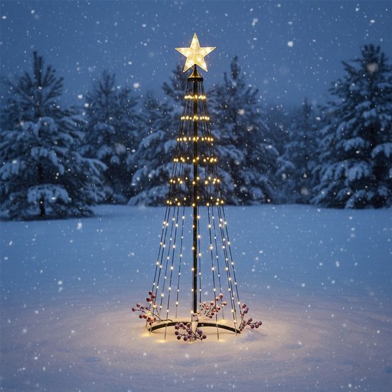 Nampook Schwarzer LED-Weihnachtsbaum mit 154 LEDs, 150 cm und Fernbedienung – Warmweiß